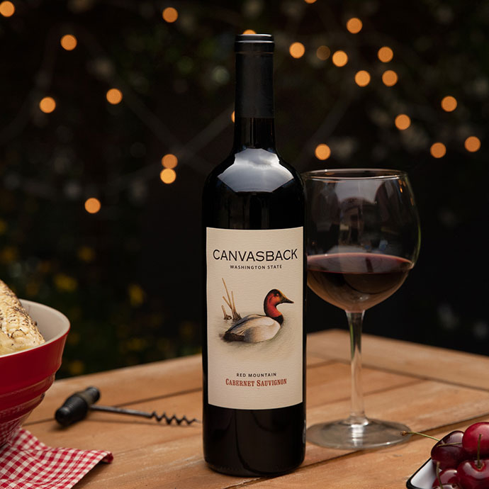Canvasback Wine on  an outdoor table