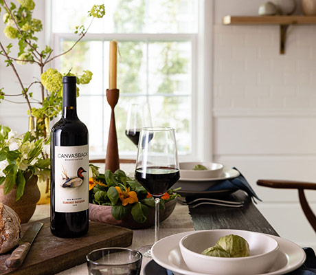 Canvasback Cabernet on table