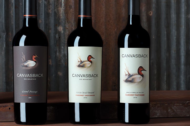 Three Canvasback wine bottles